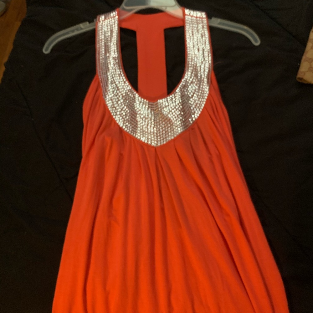 New Coral Racerback w/sequences Sz xL